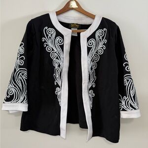 Bob Mackie Black and White sequin design Jacket/cardigan in size large